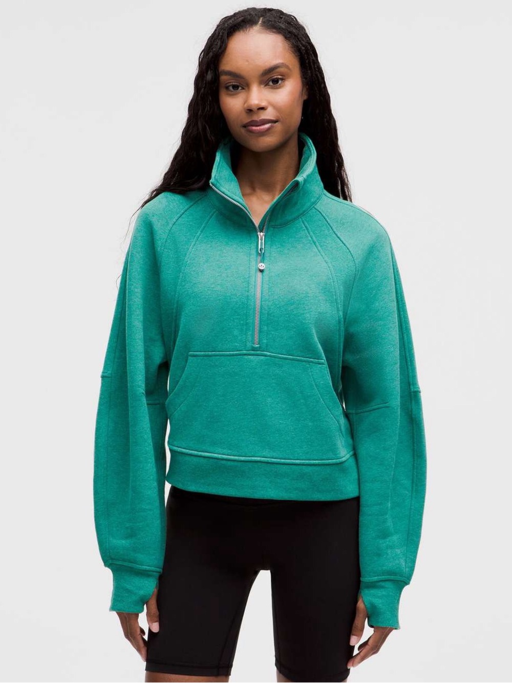 lululemon Scuba Oversized Funnel Neck 1/2 Zip (NWT) Heather Teal/Blue